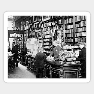 Copenhagen Bookstore, 1899. Vintage Photo Sticker